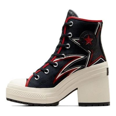Chuck 70 De Luxe Heel High Moto Women Sneakers Black Varsity-Red Egret A08003C