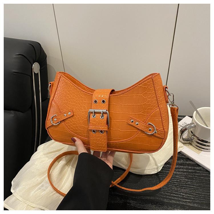 

Темпераментный пояс однотонный новая модная текстура повседневная простая на плечо кроссбоди сумочка оранжевый