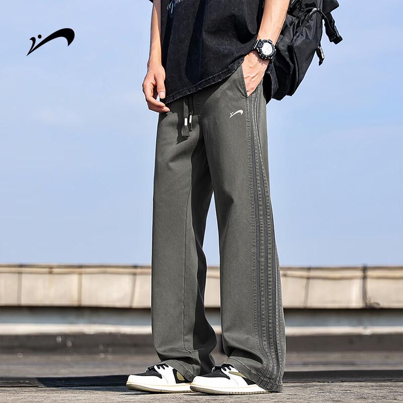 Guirenniao Men s High Street Striped Straight Leg Casual Pants L