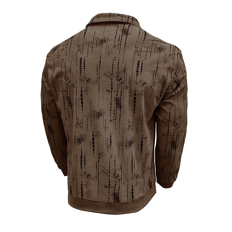 Men S Long Sleeve Turn Down Collar Jacquard Polo Style Casual Loose Pullover Sweatshirt