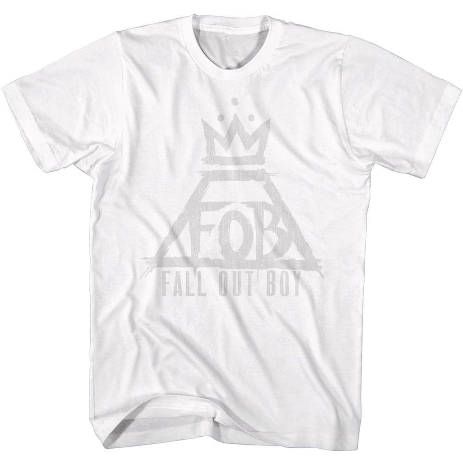 Fall Out Boy Triangle Crown Logo White Adult T-Shirt S