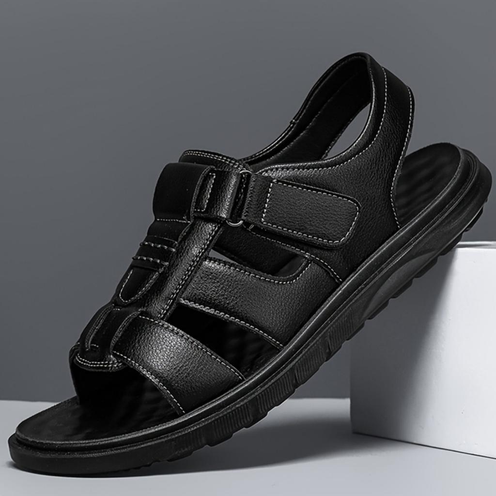 Men's Adjustable Breathable Beach Sandals - Dual Wear Driving&Casual Outdoor Shoes, Brown/Black Summer Suitable, Fashionable Design