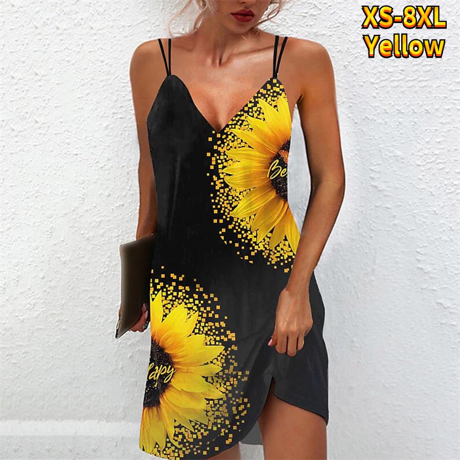 

Летнее модное платье с v-образным вырезом, женское платье с короткими рукавами и принтом, зеленое платье с градиентом и перьями, свободное повседневное платье для женщин 8XL жёлтый