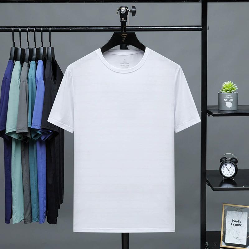 

Футболка с коротким рукавом Ice Silk, мужская летняя свободная рубашка для отдыха, быстросохнущая одежда для бега и фитнеса XL белый