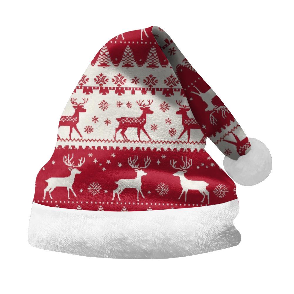 2024 Plyšový sametový oboustranný klobouk Santa pro dospělé a děti - S vlastním potiskem