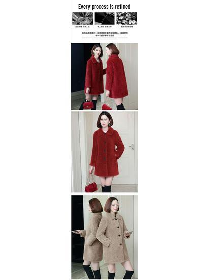 Women's Mid-Life & Senior Plus Velvet Faux Lambswool Coat - Winter Granular Fleece Jacket for Moms