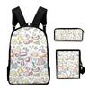 Harajuku Popular Cool Food 3D Print 3pcs/Set Pupil School Bags Laptop Daypack Backpack Inclined Shoulder Bag Pencil Case