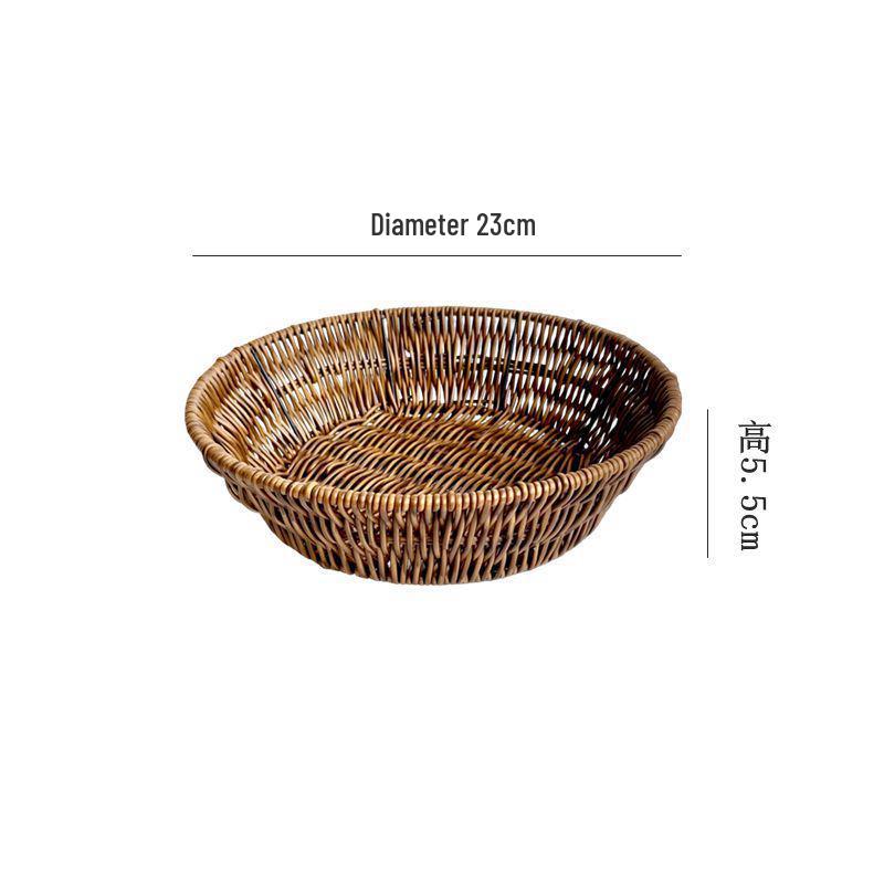 Creative Round Handwoven Rattan-Style Basket for Snacks & Dried Fruit