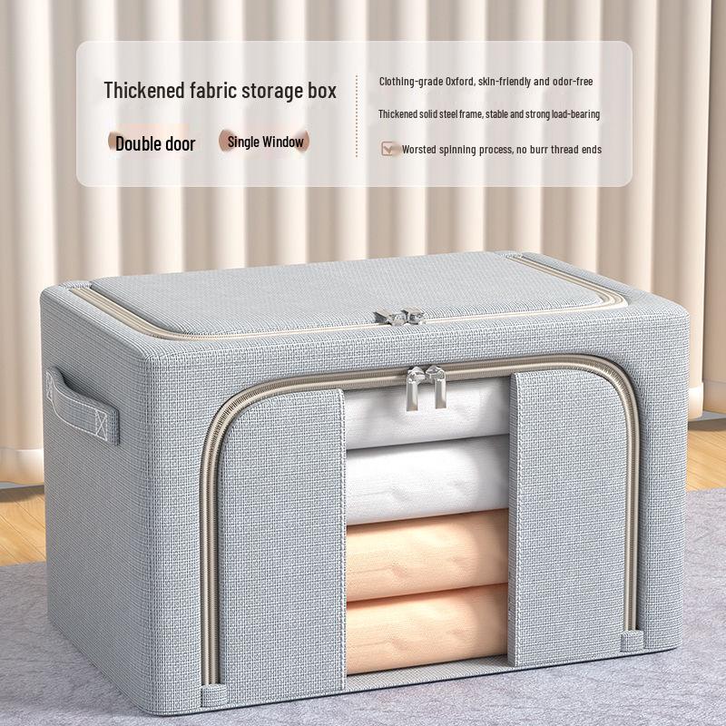 Vikbar förvaringslåda med stålram - Transparent, Allsidig organisatör för kläder, leksaker och säsongsartiklar