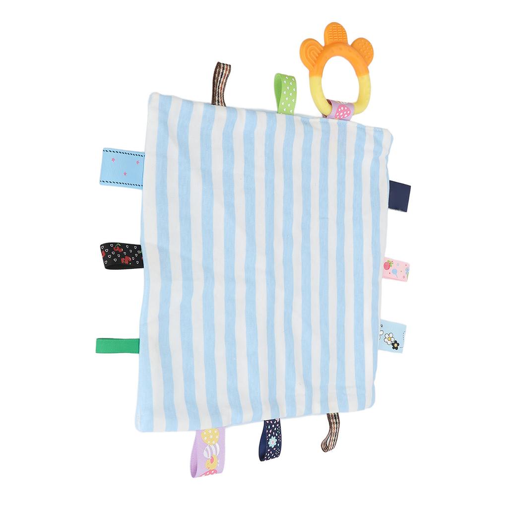 Babyetiketten Sicherheitsdecke Sensorische Beruhigungsdecke Bunte Etiketten Reine Baumwolle Weiche Bettdecke Sensorisches Spielzeug