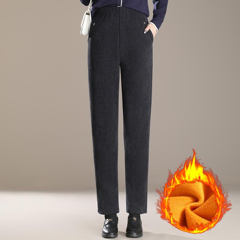 

Зимние теплые брюки для женщин, одежда больших размеров, элегантные с высокой талией, толстые на флисовой подкладке, длинные брюки 6XL серый