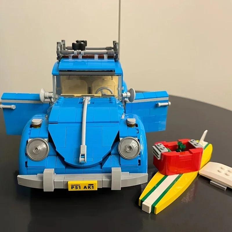 Technical Classic Blue Beetle Car Building Blocks Creative Beetle Vehicle Model Bricks Toys for Kid Birthday Gifts