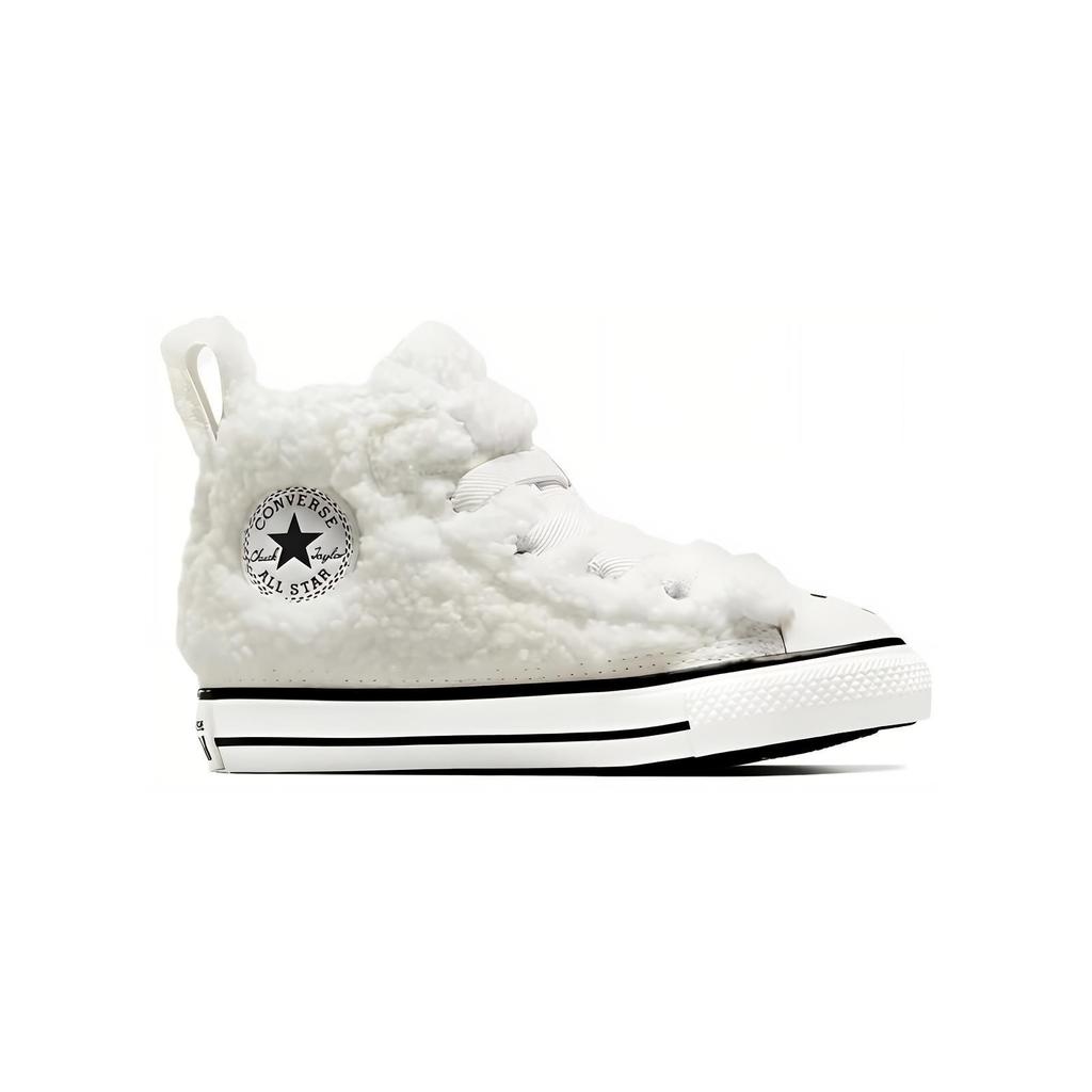 Converse Chuck Taylor All Star Easy-On High TD Teddy Bear Baby Sneakers White Egret Vintage-White A07960C