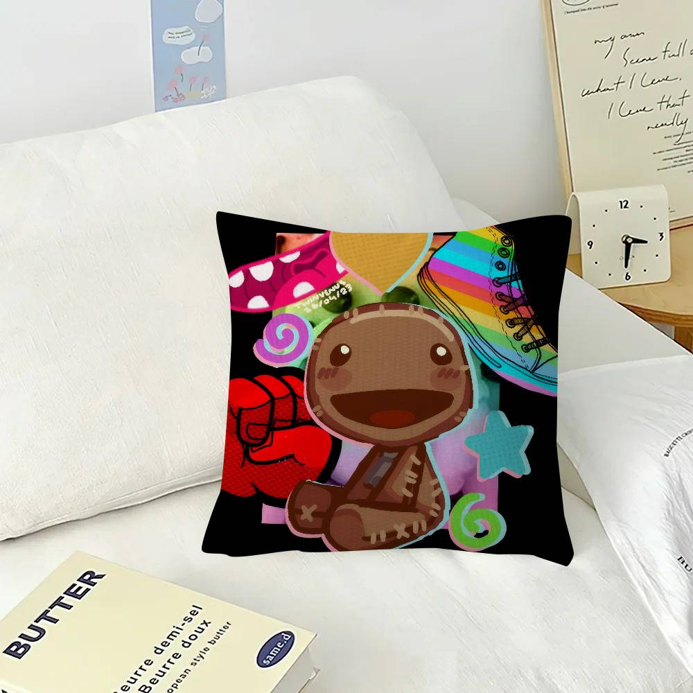 Funny LBP Sackboy 45*45cm Cushion Cover Pillow Cover Decor Pillowcase Home Pillowcase for Couch Pillow
