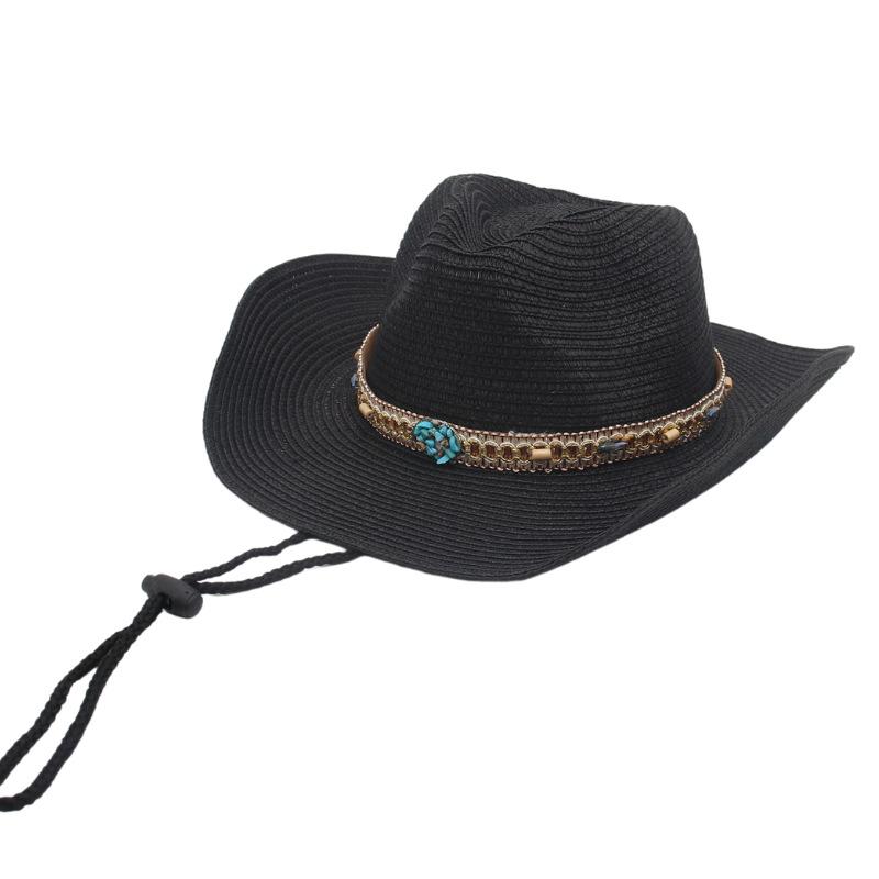 Ethnic Style Straw Hat Tibetan Stage Performance Elegant Retro Bohemian Sunscreen Outdoor Shading Literary And Artistic Style Weaving