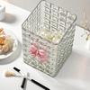 Square Plastic Makeup Brush Holder Desktop Cosmetic Storage Box With Bow Lipstick Eyeliner Makeup Organizer Jewelry Display Case
