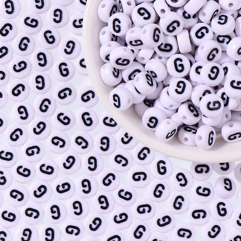 100/Bag Diy Black And White English Acrylic Letter Beads Handmade Bracelets Necklaces Beaded Accessories