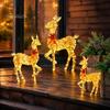 Prismatic Reindeer Figures for Christmas Acrylic Light, 2D Glowing Ornament with LED String Light-up Holiday Decorations Home Garden, Festive