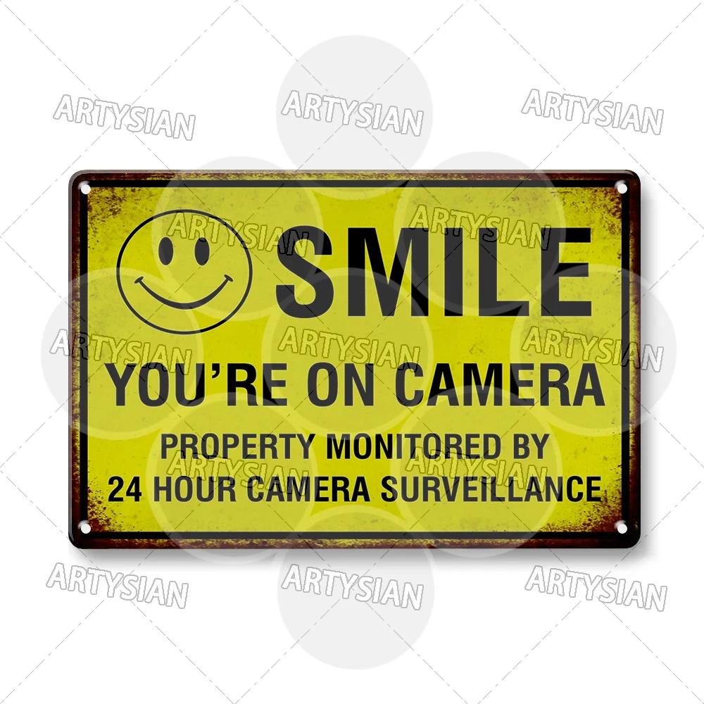 Surveillance Warning CCTV Camera Metal Sign Video Monitoring Alert Plaque Crime Prevention Facility Shop Security Poster