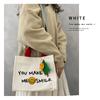 Tote Bag 2way Canvas Shoulder Crossbody Smile Shoulder Cotton Lunch Bag Large Capacity Lightweight Bag [DIVA Rose] Mother's (White)