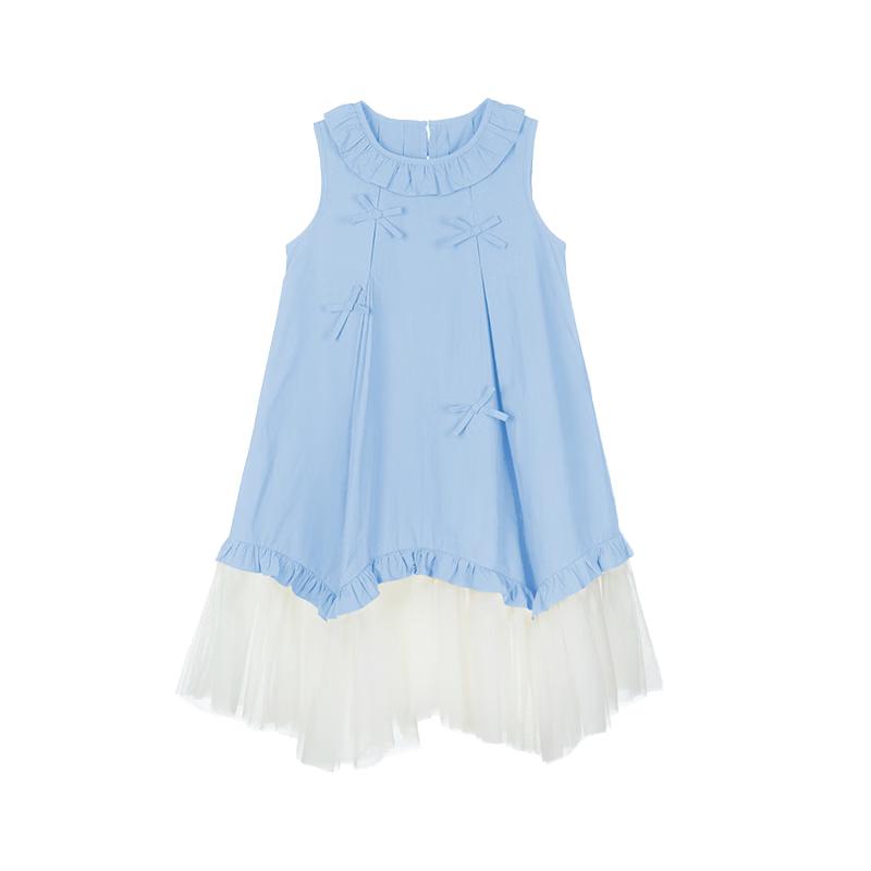 Fuluomi Girls  Summer Sweet Lace Mesh Panel Vest Dress 160
