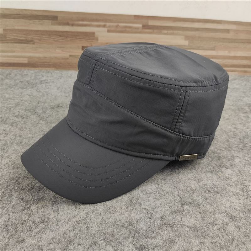 Fabric Flat Top Hat European and American Style Big Head Circumference Men's Hat Casual Fashion Deepening Military Hat One Piece Hair