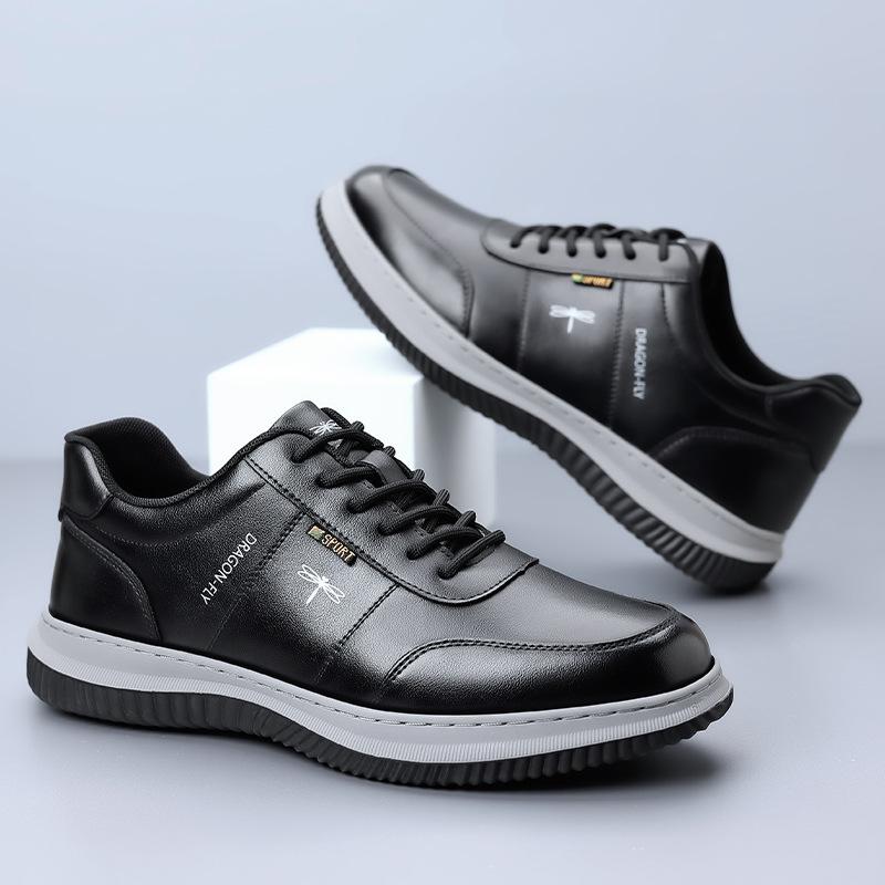 

Men s shoes 2025 new men s casual leather shoes men s shoes low-top student versatile running shoes 44 чёрный