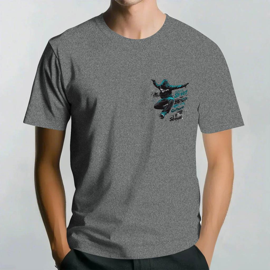 Men's Round Neck Casual Street Printed Short-sleeved T-shirt Top