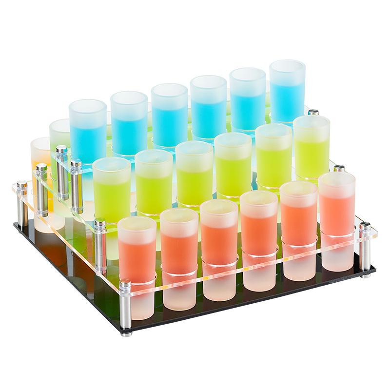 Glass Shot Cups Set with Stand Whiskey Cocktail Bomber Shot Glasses for Party Bar