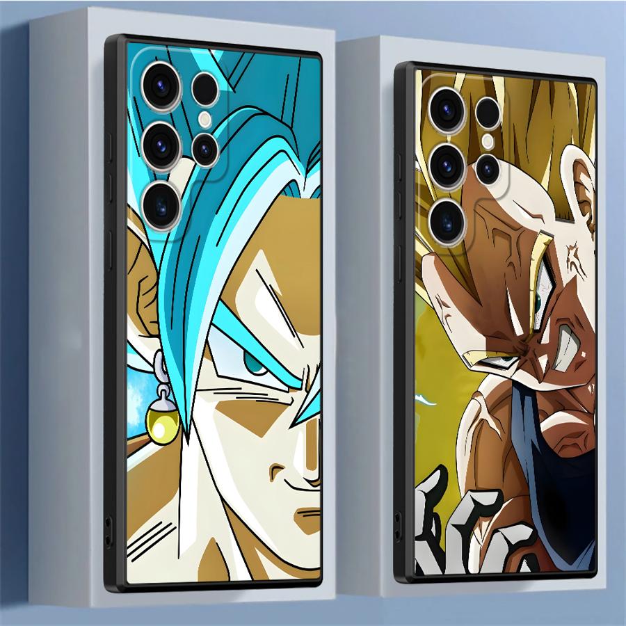 Case for Samsung Galaxy S25 Edge S21 FE S20 S23 Ultra S24 Plus Black Soft Phone Cover Dragon Ball Vegeta Art