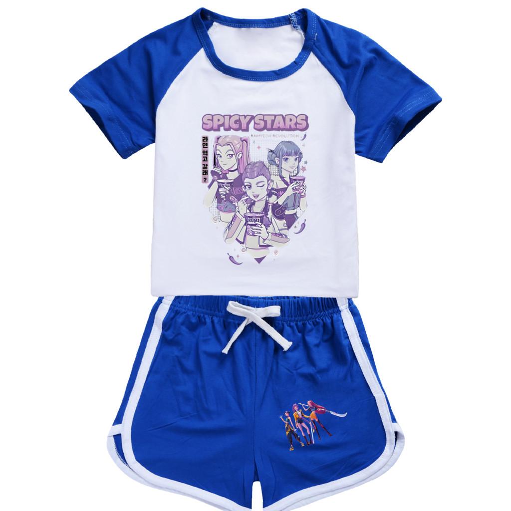 5016 Kids Girls POP Rumi Zoey Mira Print T-shirt Shorts Sport Tracksuit Clothes Set