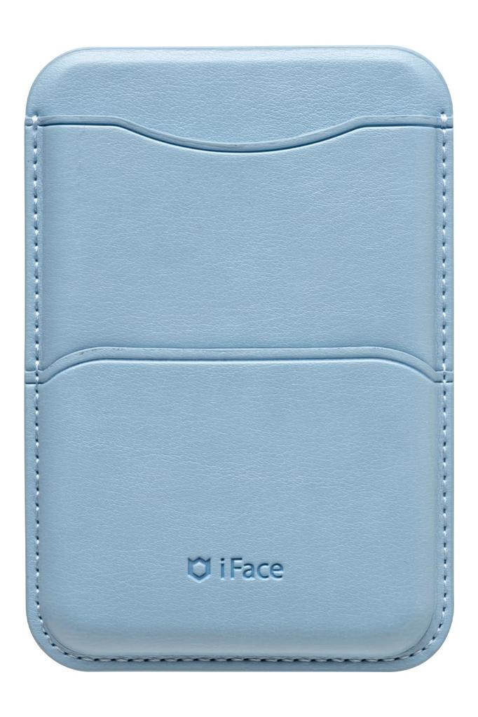 iFace MagSynq Card Wallet MagSafe Compatible (Pale Blue) [Slim Card Case, Holds 2 Cards, MagSafe Compatible Wallet, Built-in Magnetic and Radio Wave B