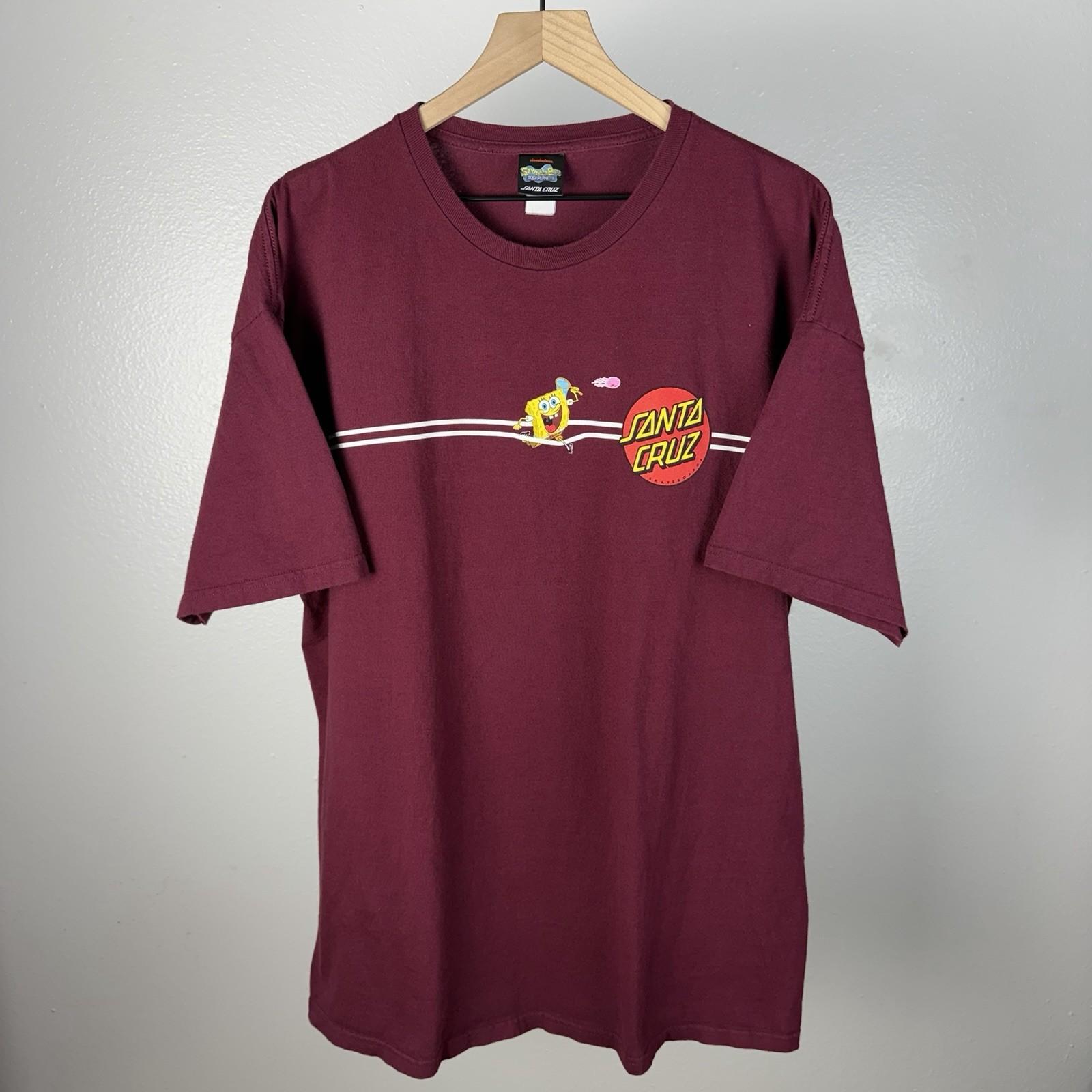 Santa Cruz X Spongebob Jelly Fish Skate Surf Double Sided Red T Shirt Size 2XL Unisex T-Shirt S