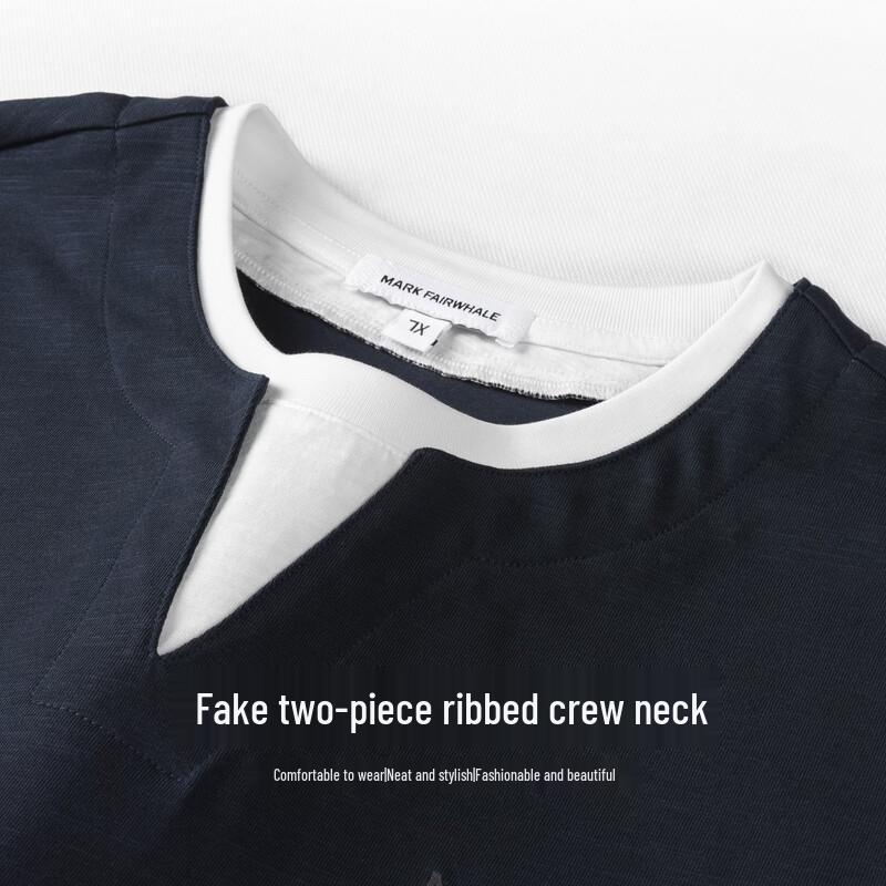 Mark Fairwhale Men's Faux Two-Piece V-Neck T-Shirt