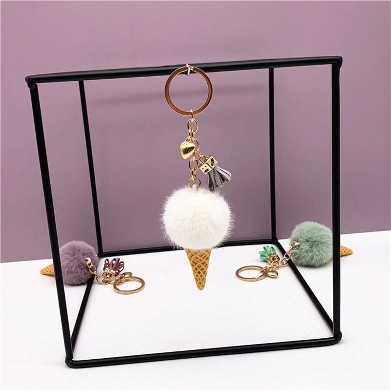 

Keychain plush bags Areata creative Ice cream pendant Gift K3164 Rign Keychain Cute cartoon Hang cone car Key chain ring