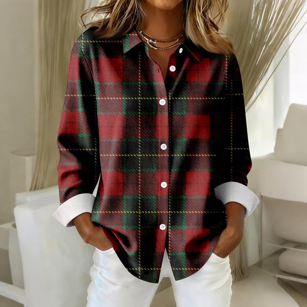 Women's Shirt Blouse Print Button Long Sleeve Casual Basic Shirt Collar Regular Top