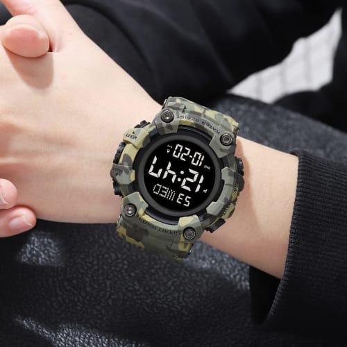 Men's Sports Watch, Chronograph, Backlight, Shock Resistant, Dual Display, 50M Water Resistant, Black