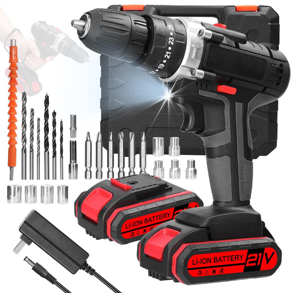Household 3in1 Multifuctional Electric Drill Handheld Lithium Screwdriver 21V Impact Drill Brushed