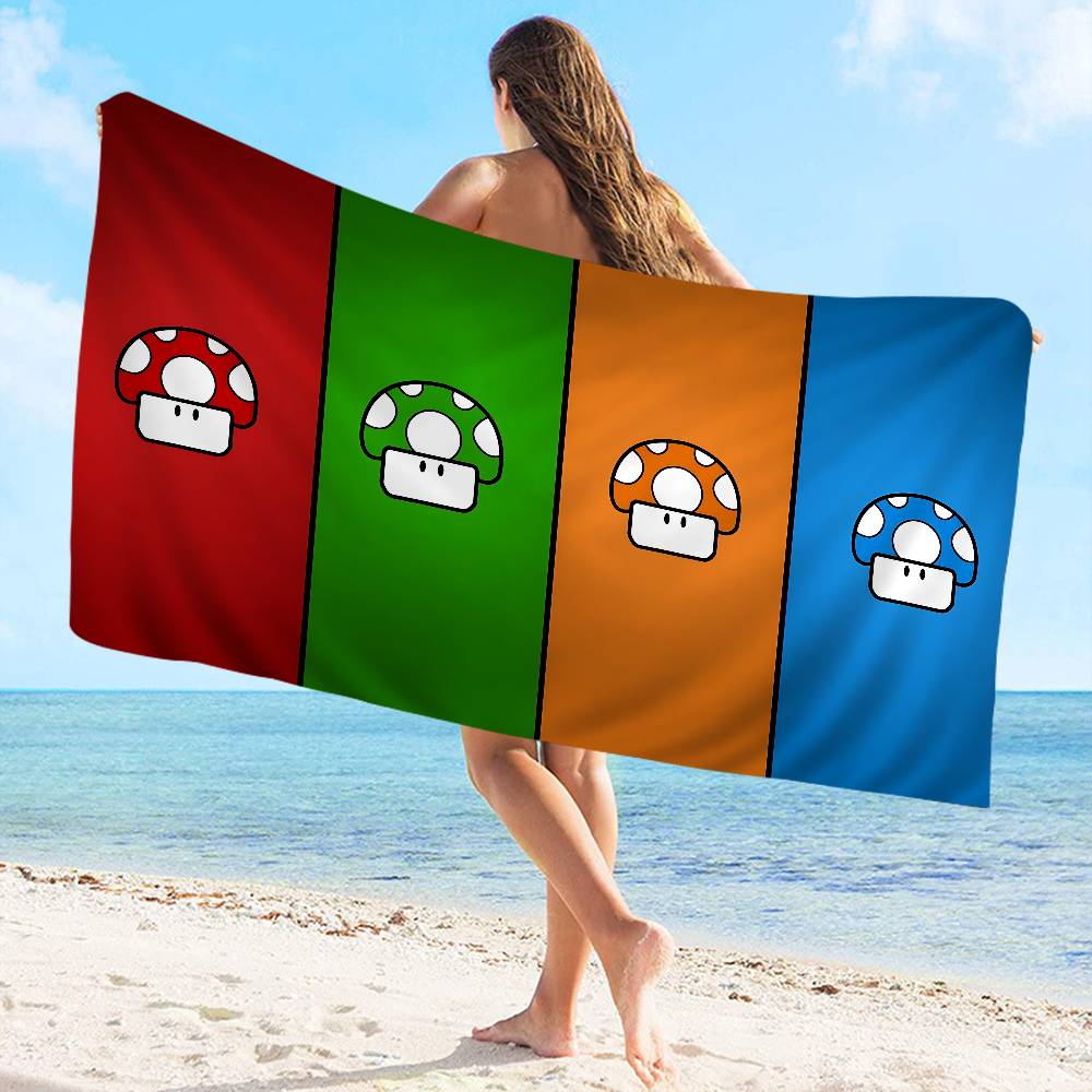 S-Super Cute Style M-Mario Bath Towel Microfiber Soft Water Absorbing Breathable For Girl Kids Decorative Cartoon Beach Towel