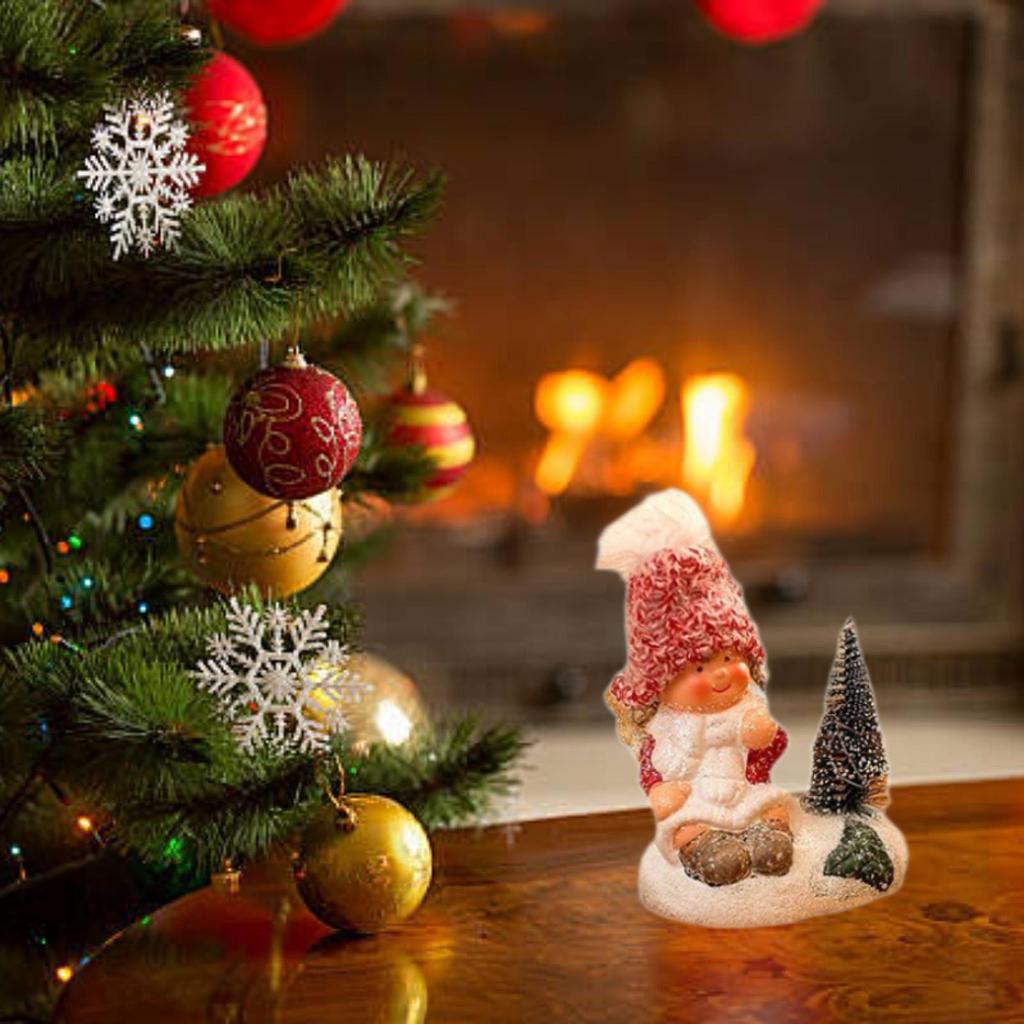 Christmas Girl Figurine Christmas Decorations for Holiday Birthday Tabletop