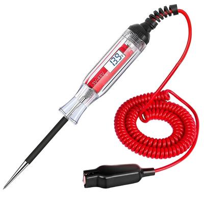 Heavy Duty 3-48V Digital LCD Circuit Tester with Spring Wire Truck Vehicle Low Voltage & Light Tester Metal Probes