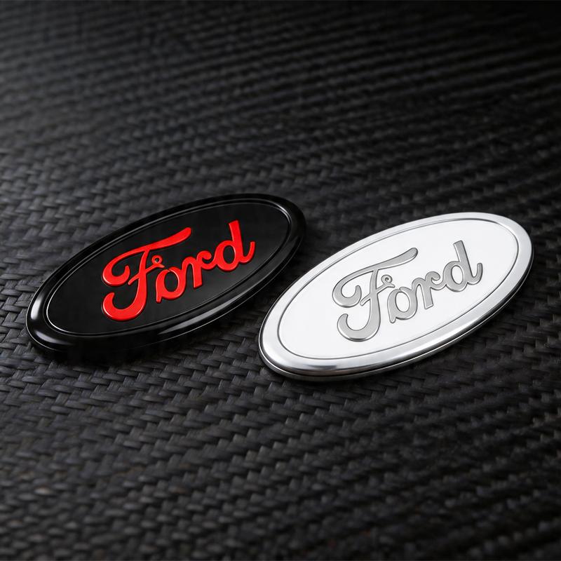 LKLE5 14.5cm Aluminum Overlay Emblem Badge For Ford Mondeo Explorer Edge Focus Fiesta Kuga Transit Ecosport Escape MK3 Auto Accessory