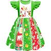 Christmas New Children'S Flying Sleeve Dress 3D Digital Printing Christmas Day Performance Dress