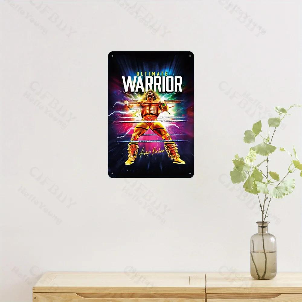 Gorgeous Ultimate Warrior Always Believe Metal Wall Art, with Its 8x12 - inch Dimensions, a Stunning Wrestling Poster