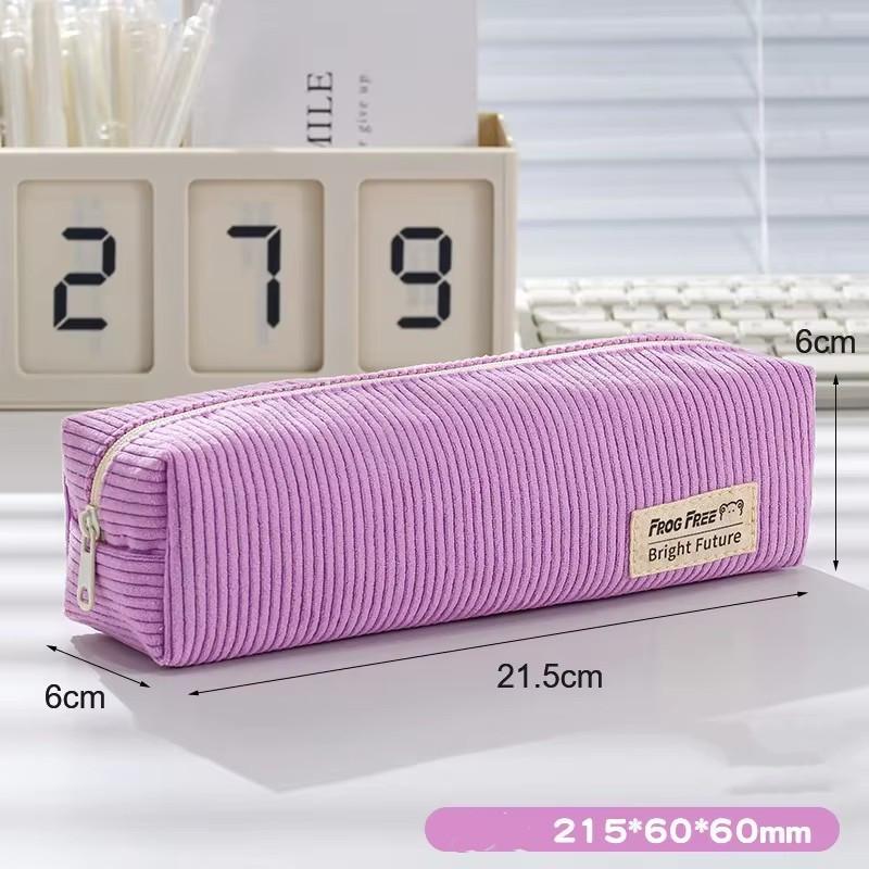Retro Corduroy Solid Color Pencil Case Pen Box Artistic Minimalist Stationery Storage Bag Pencil Pouch School Student Supplies