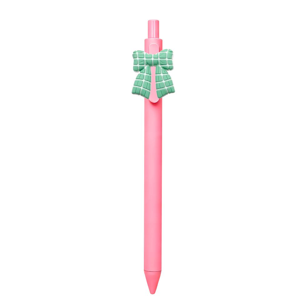 Pink Bow Series Girls' Soft Rubber Click Ballpoint Pens
