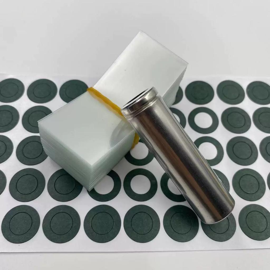 100PCS 21700 Battery Wrap Sleeve Heat Shrink Tube + 100PCS Barley Paper Rings Shrinkable Insulated Skin PVC FilmTape Cover Pipe