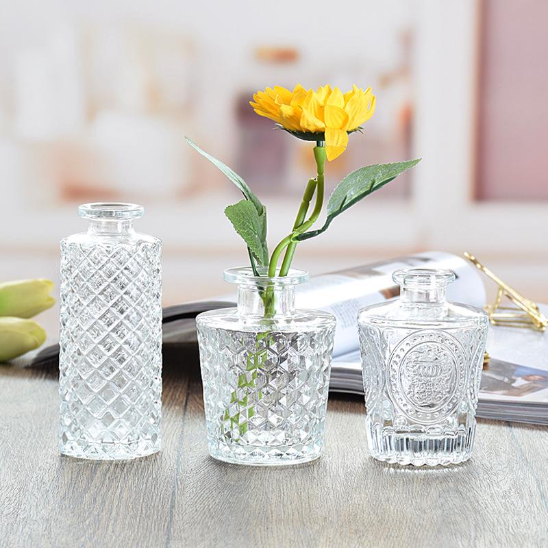 Nordic Glass Vase: Elegant Hydroponic and Dried Flower Decor for Office or Home.