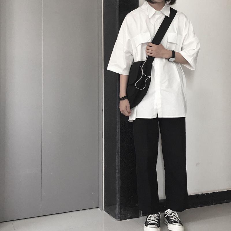 White Shirts Women with Tie Summer 2025 Turn Down Collar Basic Womens Loose Blouse Solid Daily Simple Students Lady Tops