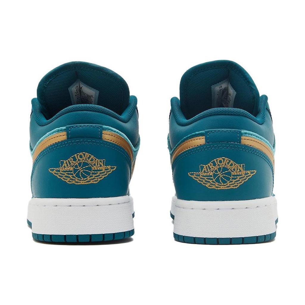 Air Jordan 1 Low SE Velluto GS Geode Teal Velluto Scarpe da Ginnastica per Bambini Oro Metallico FB9896-300